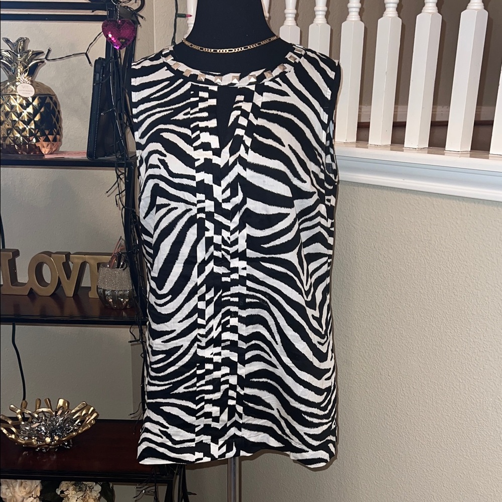 Michael Kors Black and White Zebra Print Blouse